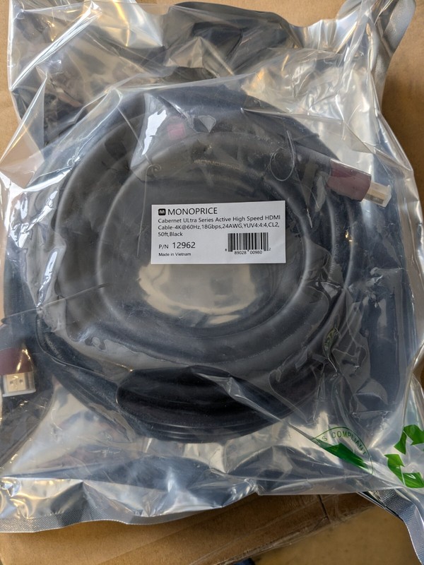 Monoprice 4K High Speed HDMI Cable – 4K@60Hz, 18Gbps, HDR, CL2 In-Wall Rated