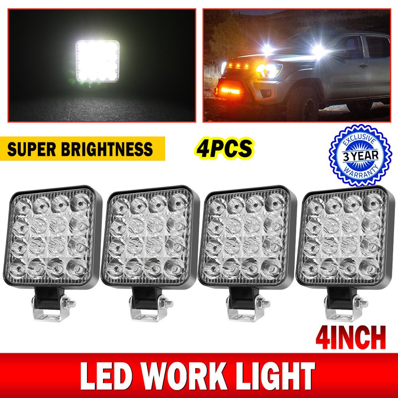 4Pcs Square LED Work Light Pods SPOT Lights For Truck Off Road Tractor 12V