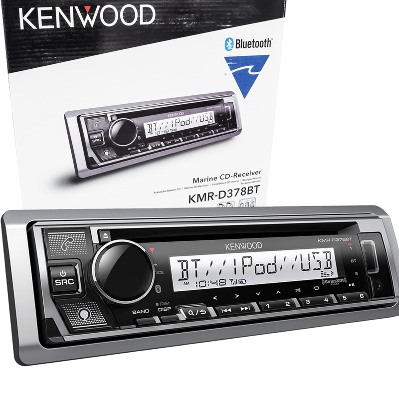 Kenwood KMR-D378BT Marine/Motorsports CD AM/FM Radio, Bluetooth, Amazon Alexa