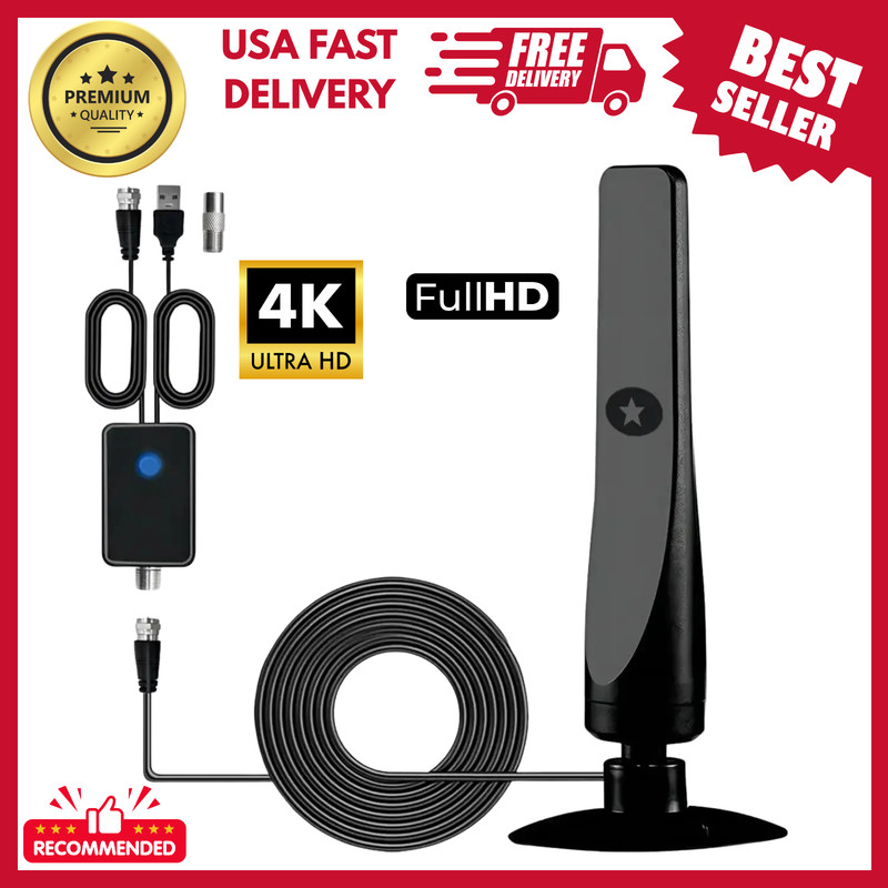 4K Rewave Antena, TV Antenna, Suction Cup TV Antenna Plug Play 3m Cable 2025