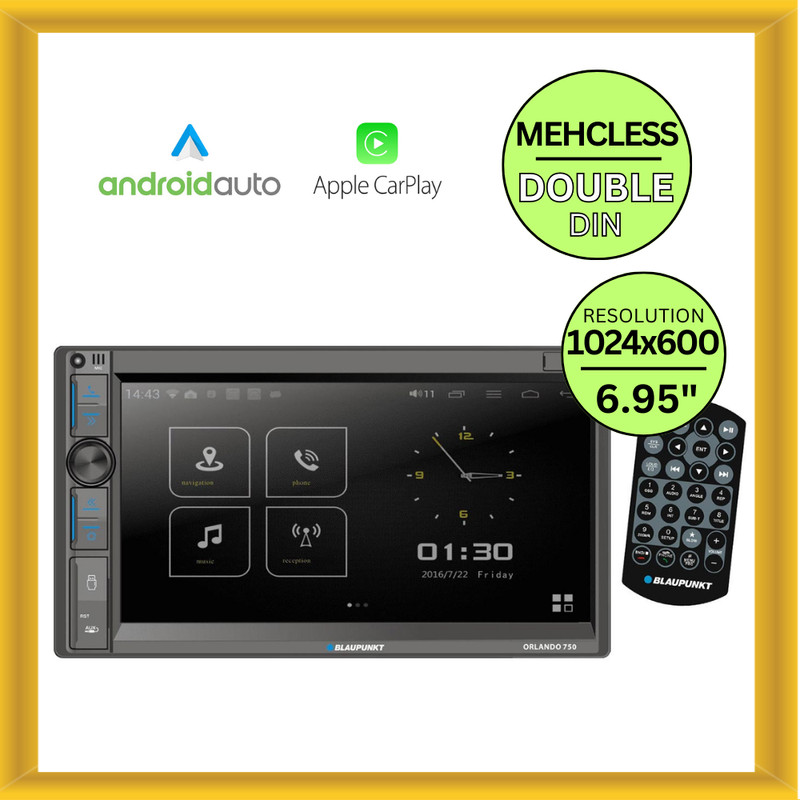 Blaupunkt 6.95″ Double DIN Receiver w/ Wireless Apple CarPlay Android Auto & BT