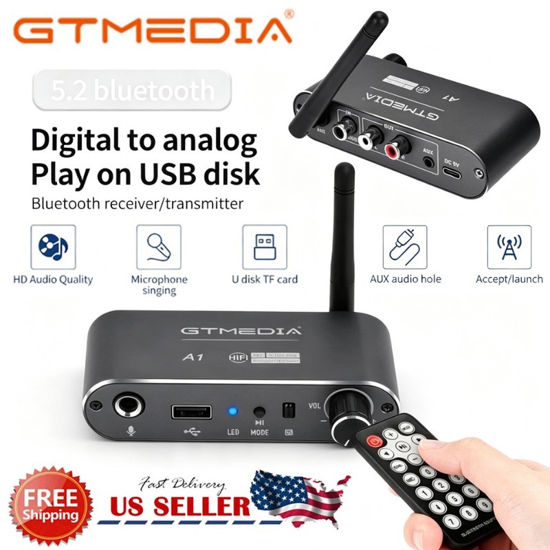 Bluetooth 5.0 Audio Receiver DAC Converter 3.5mm AUX Adapter for TV Car Stereo