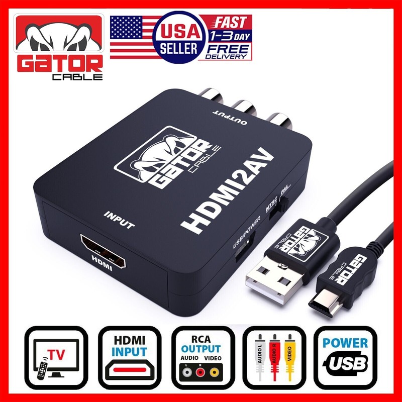 HDMI to RCA AV HD Converter Adapter Composite Cable CVBS 3-RCA Audio Video 1080P