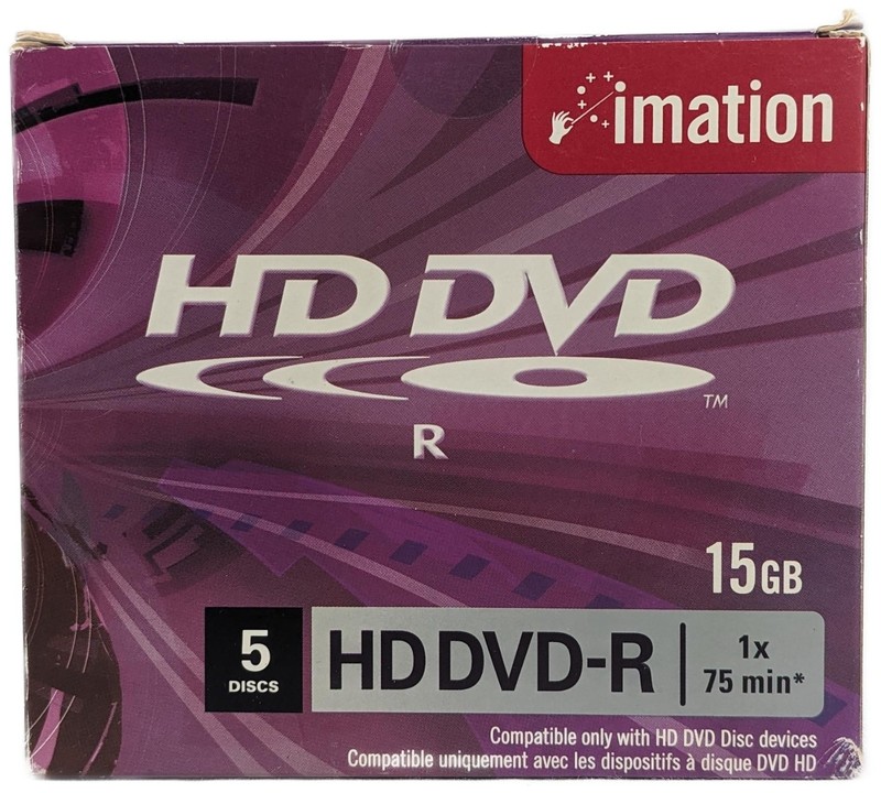 NEW NIB SEALED 5PK IMATION HD DVD-R 15GB 75MIN Single Layer 1x Recordable Discs