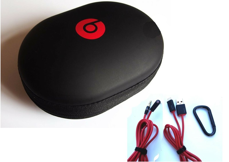 Hard Case + 2 Accessory CABLES for Beats STUDIO 2, STUDIO 3 & SOLO HD Headphones