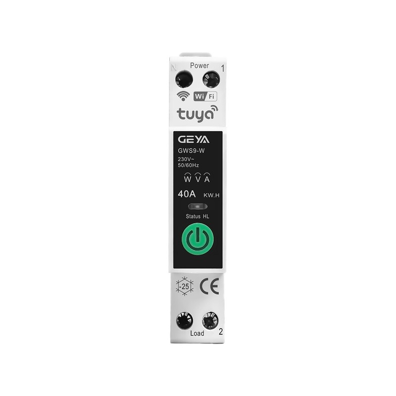 GEYA Tuya WIFI MCB Digital Display Circuit Breaker Switch 1P+N 63A Metering&Rail