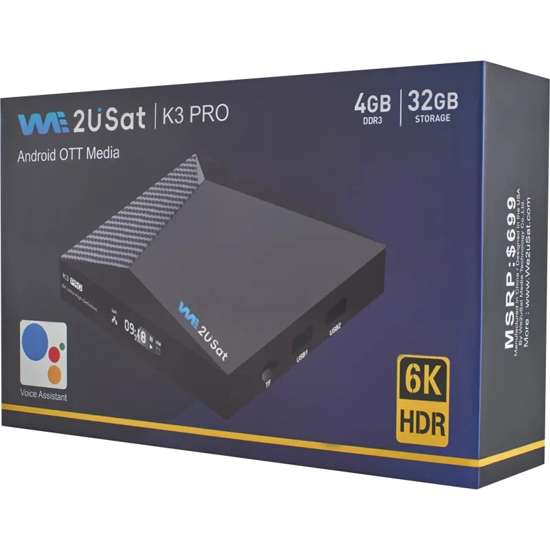 We2USat K3 PRO Android TV Box w/ Bluetooth Voice Remote & Wi-Fi 6 gallery