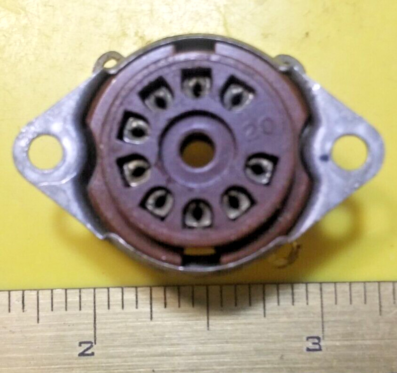 Elco® • 9 Pin Tube Socket • Bottom Mount • 3/4″ Hole • 1-1/8″ Hole Centers