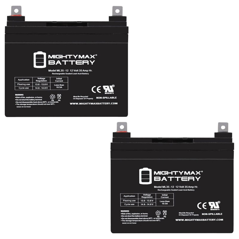 Mighty Max 12V 35AH SLA Replacement Battery for Everlast 12350DC-NB - 2 Pack