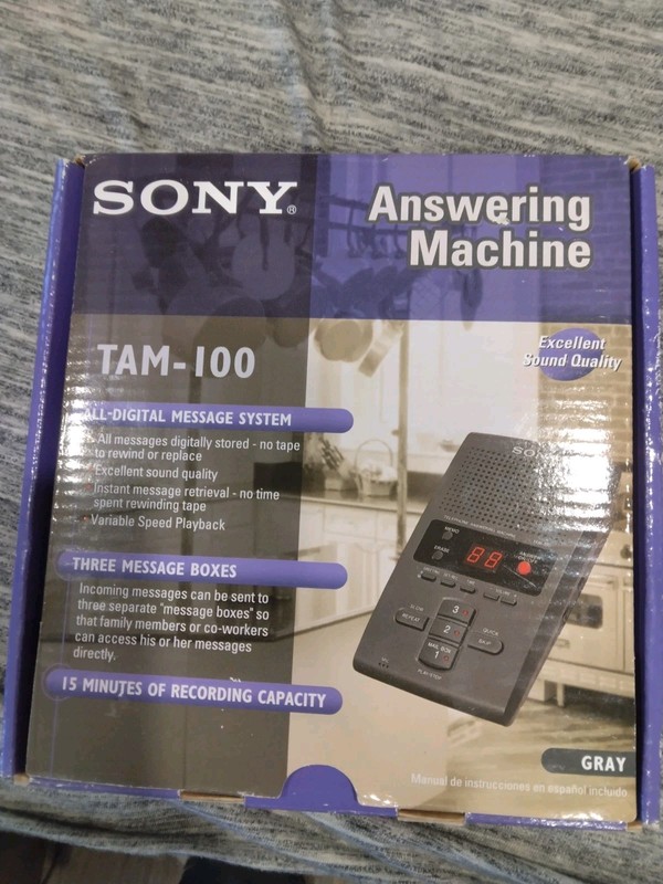 SONY TAM-100 Gray Telephone Answering Machine All Digital Message System In Box
