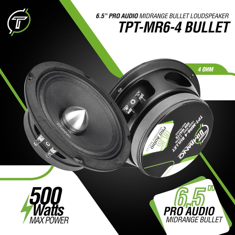 1600 Watts Bundle 2X 6.5 Midrange Speakers TPT-MR6-4 Bullet 500 Watts, 4 Ohm + 2 gallery