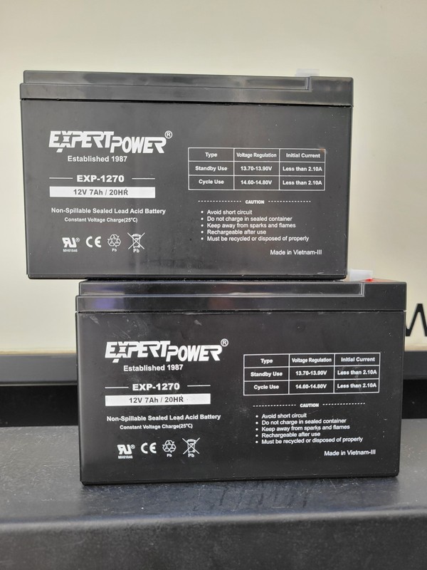 2( Two) EXSPERT POWER EXP-1270 12V 7Ah Non-Spillable Sealed Lead- Acid Batteries