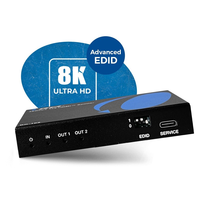 OREI 1x2 HDMI Splitter W/ Audio Out: 1-In 2-Out, UltraHD 8K, EDID (BK-102) gallery