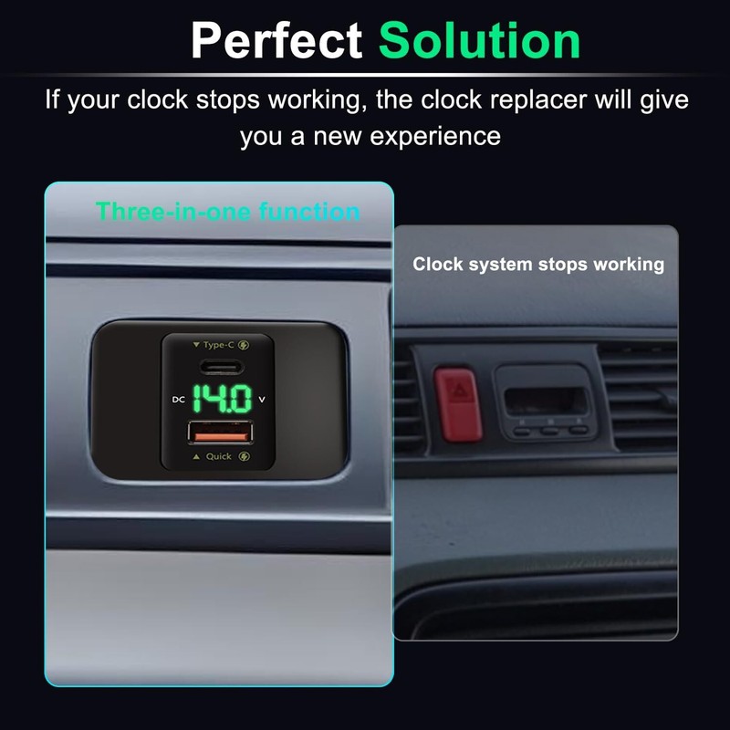 Clock Substitute with Voltmeter and USB Fast Charger for 1997-2001 Honda CR-V gallery