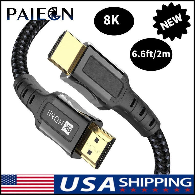 HDMI 2.1 Cable 8K@60Hz 2M 48Gbps 3D1440P Braided For PS5 PS4 Xbox Switch TV Box
