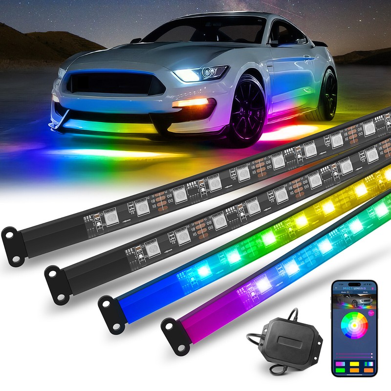 MICTUNING RGB+IC Dream Color Underglow LED Neon Light Strip Kit For Car Trucks