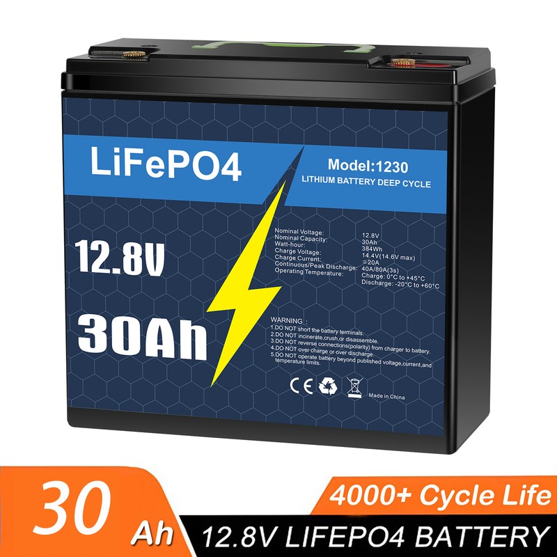 12V 30Ah Lithium LiFePO4 Deep Cycle Battery, Deep Cycles, for Solar RV Marine