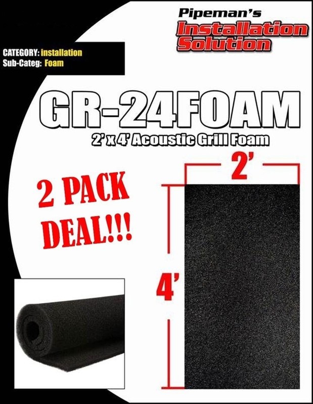 DJ Speaker Woofer Cabinet Grill Foam 2′ Wide x 4’Long x 3/8″ Thick Black 2 PACK