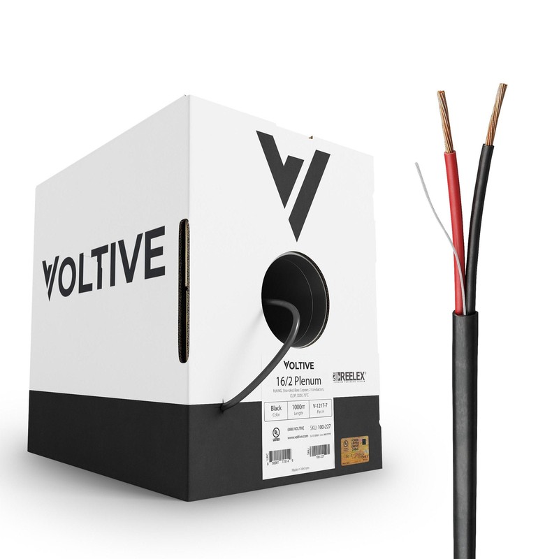 Voltive 16/2 Speaker Wire – CL3P – Plenum – OFC – 1000ft – Black