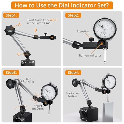 0-1 Inch Dial Indicator with Magnetic Pro-176lbs/80kg Tensile Force Silver gallery
