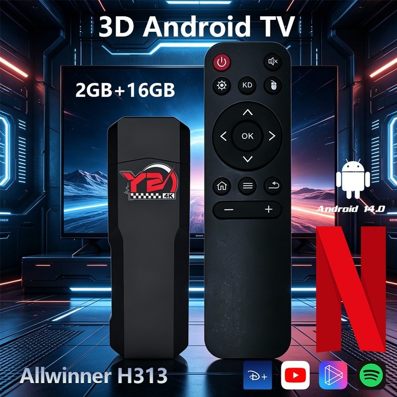 Smart TV Stick M98-Y2 Android 14 2.4G 5G Wifi6 BT5.0 Quad Core Home Media