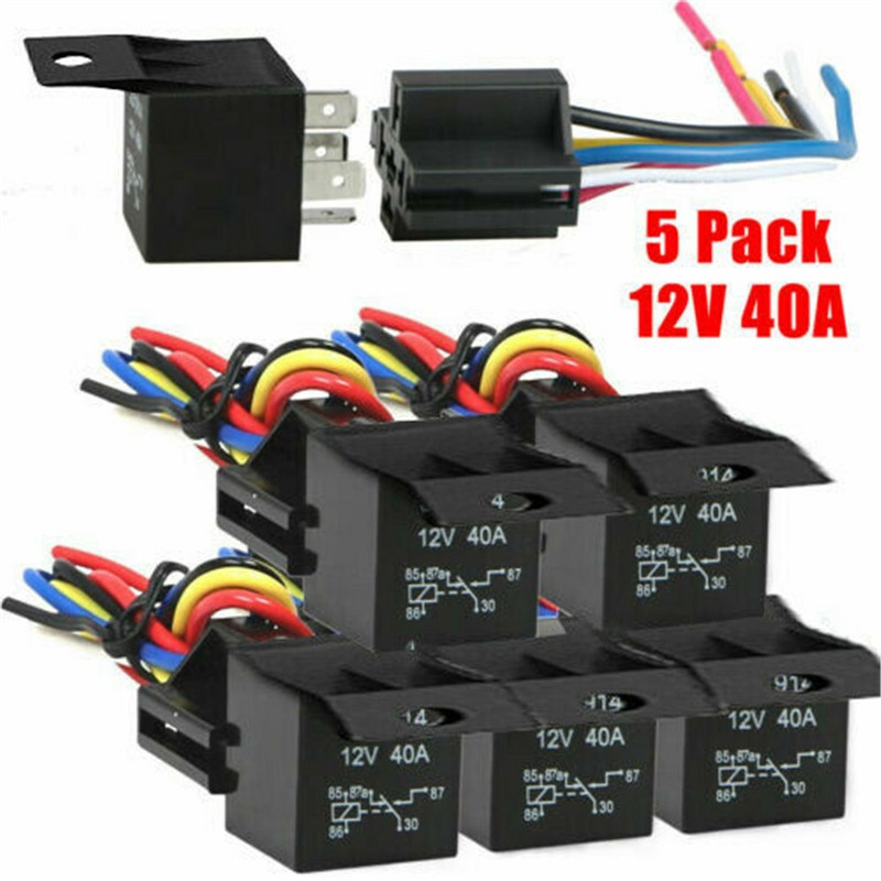 10Pcs 12V 30/40 Amp 4-Pin SPST Automotive Relay with Wires & Harness Socket Set