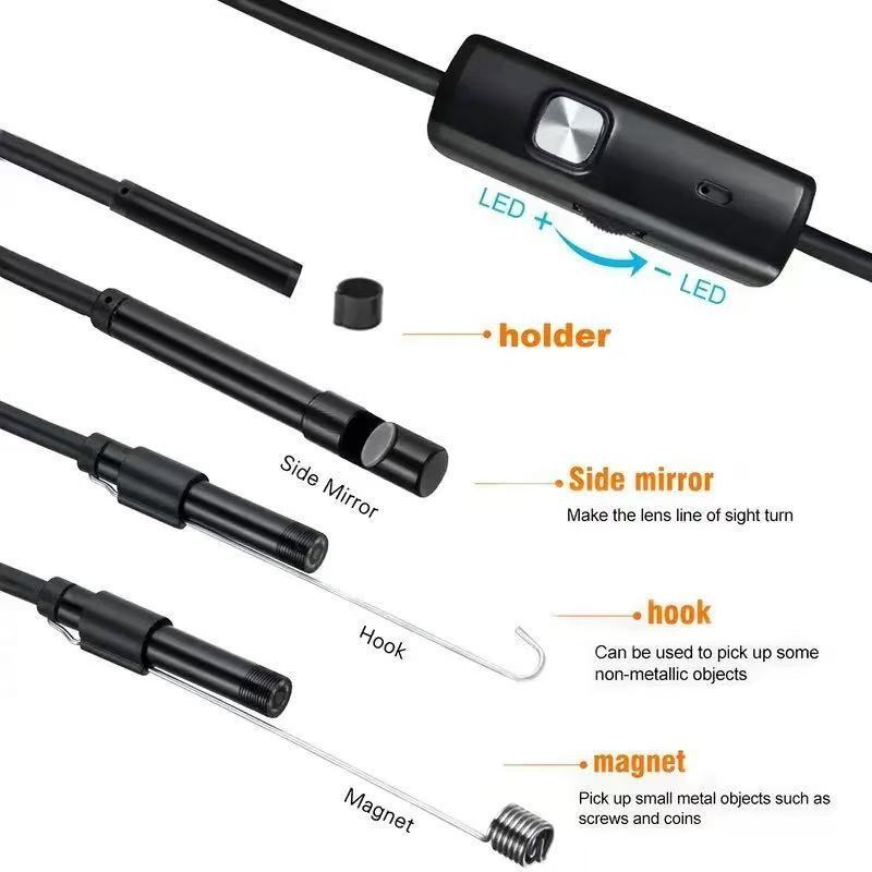 6LED USB Snake Endoscope Borescope HD Inspection Camera For Android Type C Lot gallery