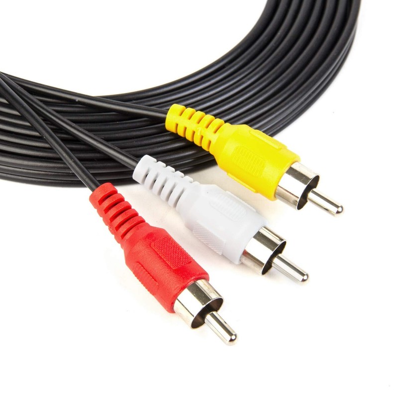 3-RCA Red White Yellow Composite Stereo Audio Video AV Cable Cord VCR DVD HDTV