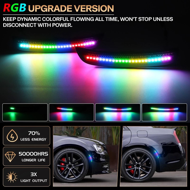 4x For 2015-2023 Chrysler 300 300C Dynamic RGB Front Rear LED Side Marker Lights gallery