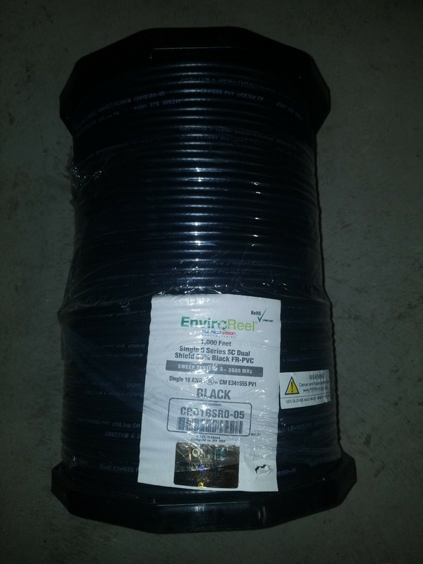 DIRECTV COAX CABLE ENVIROREEL CR01BSR0-05 BLK 1K FT RG6 SINGLE SOLID COPPER