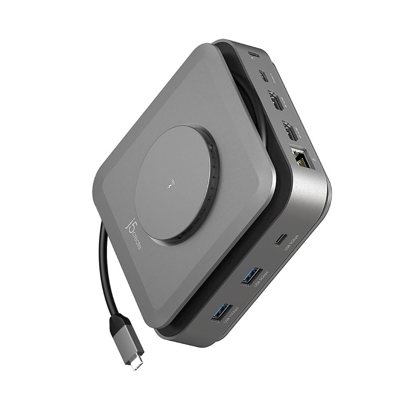 USB C Dock Dual 4K HDMI Wireless Charger Gigabit Ethernet JCD3199 USB-A