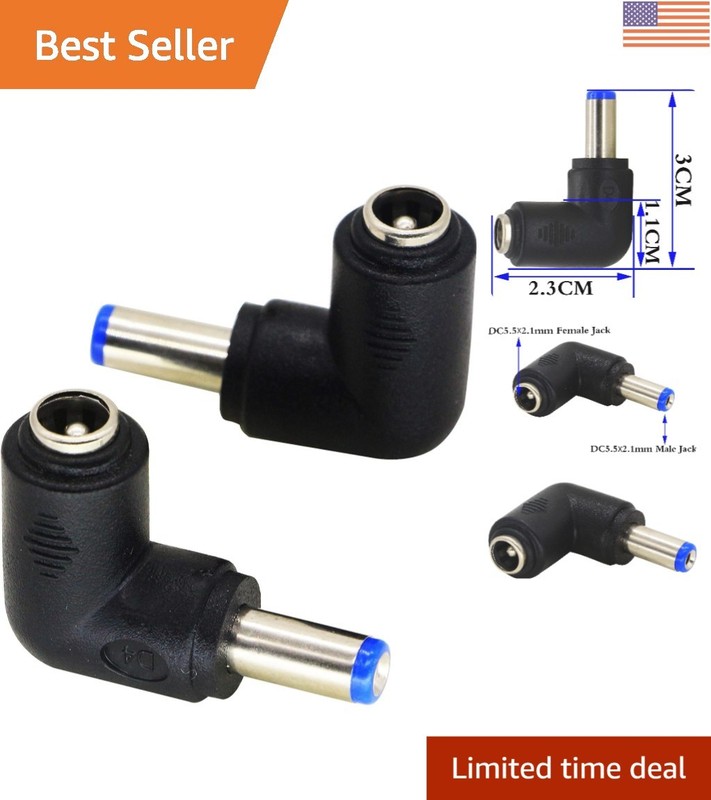 Versatile 90 Degree DC5.5x2.1mm Male-Female Adapter - 5V Power Jack (2 Pack)