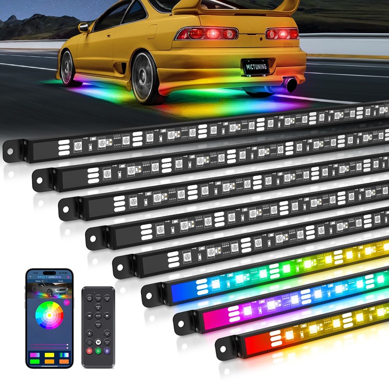 8pcs Car Truck Underglow Under Body Neon Accent Glow RGB+IC LED Lights Bluetooth