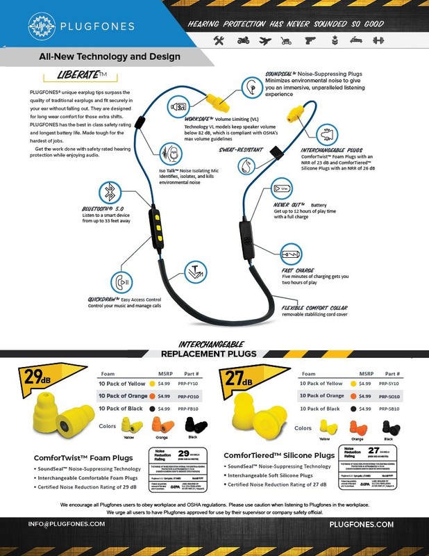 Plugfones Liberate 2.0 Wireless Bluetooth In-Ear Earplug Work Headphones gallery