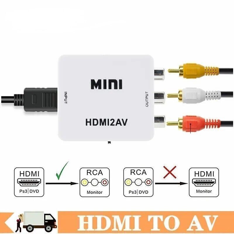 RCA AV to HDMI HD Converter Adapter Composite 3RCA CVBS Audio Video Wii NES SNES gallery