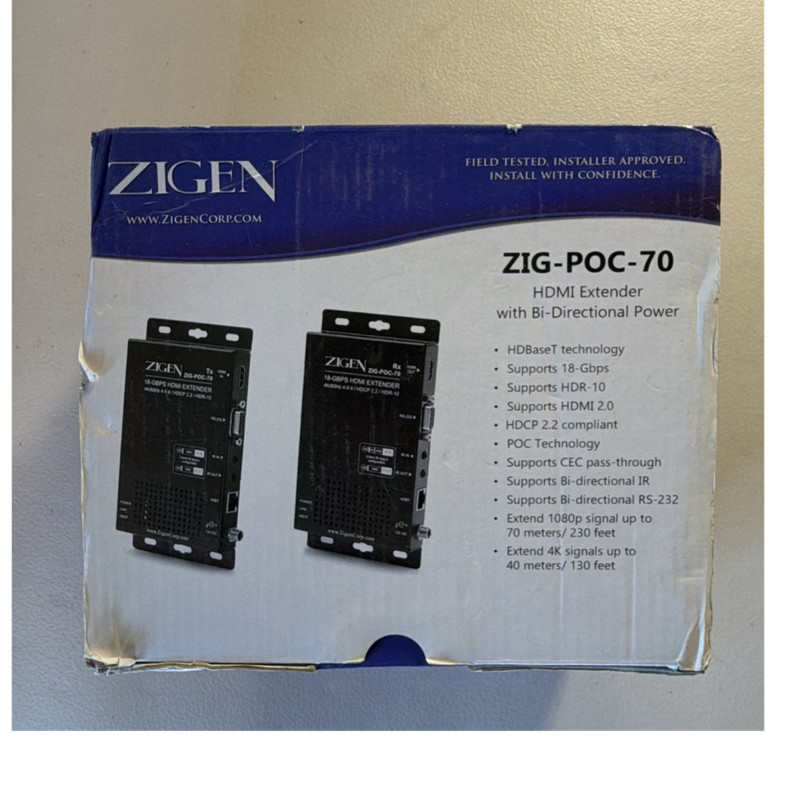 Zigen ZIG-POC-70 18Gbps HDBaseT HDMI Extender POC HDR10 HDMI 2.0 HDCP 2.2