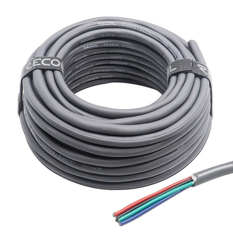 Recoil RLW418-100 Tinned 100ft 18 Gauge 4 Core OFC Low Voltage RGB Wire