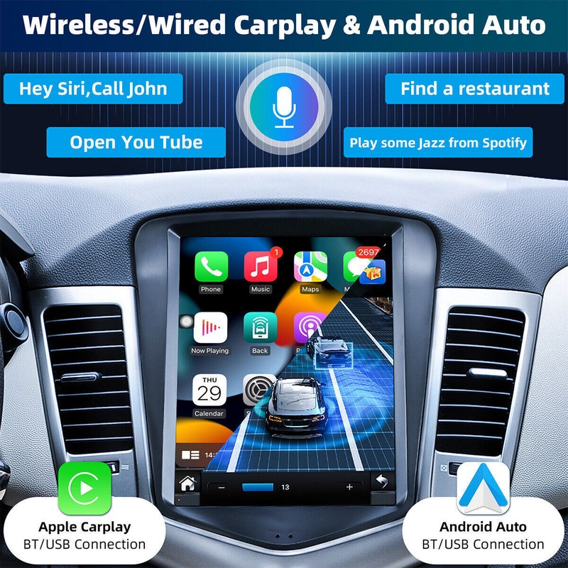 Car Apple Carplay Radio For Chevy Cruze 2009-2015 Android 12 GPS Stereo w/Camera gallery
