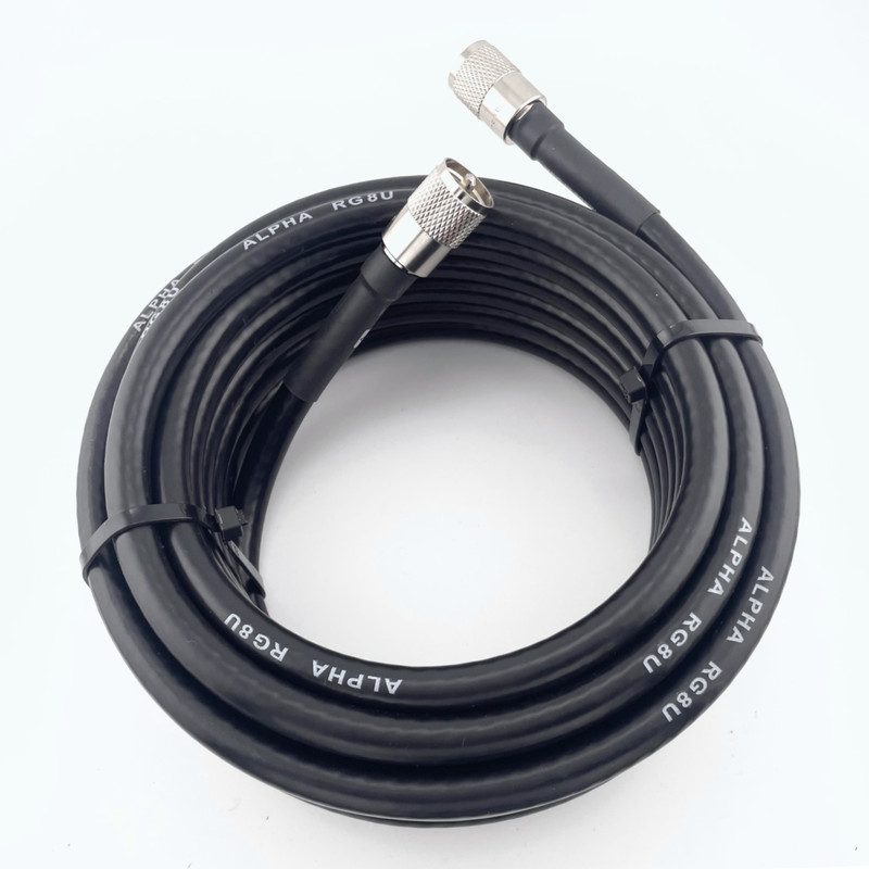 ALPHA – 50ft RG8u Coax Cable with AMPHENOL PL259s attached