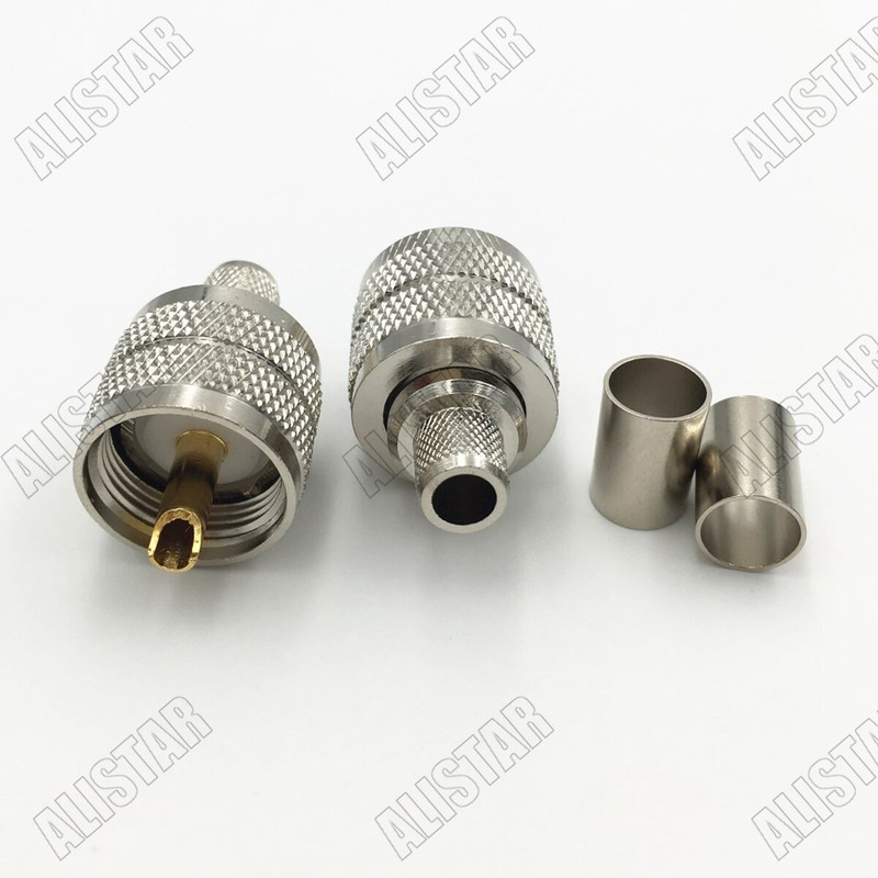 10 x UHF PL259 Male Plug Crimp Connector For RG5 RG6 5D-FB LMR300 RF Coax Cable