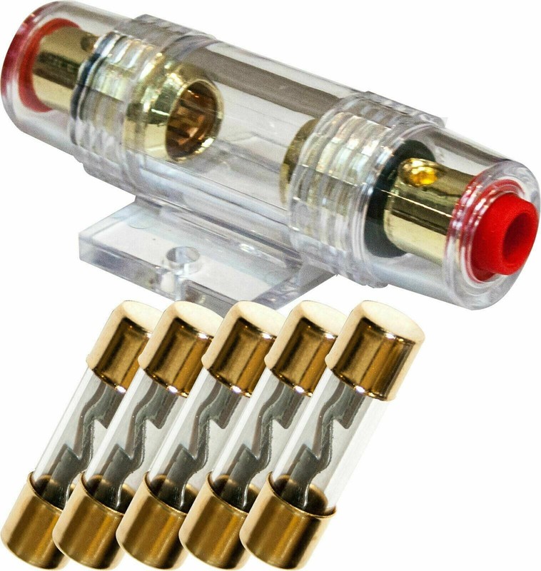 IMC Audio In-Line 4/8 Gauge AGU Fuse Holder with (5) 50 Amp Fuse for Car Audio