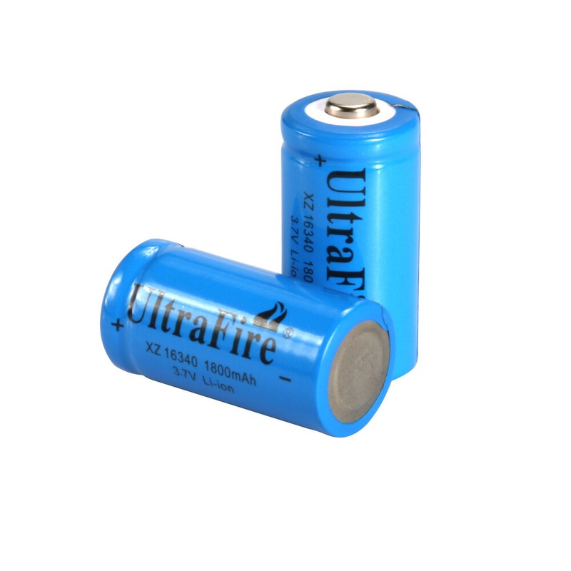 2pcs 16340 Battery 3.7V Ultrafire 1800mAh Rechargeable Li-Ion Batteries Cell