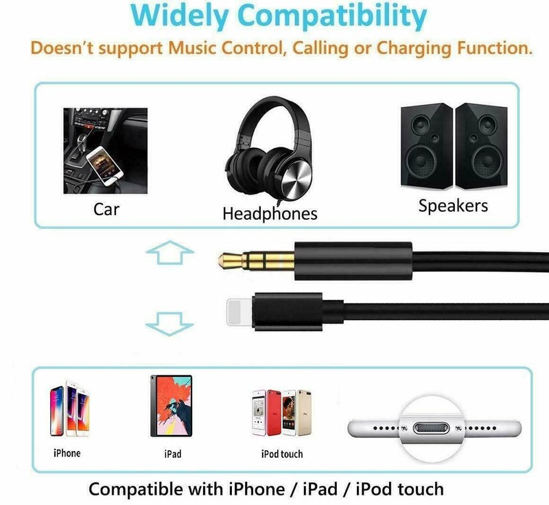 IPhone 7 8 X XR 11 12 13 Pro Max 8 Pin to 3.5mm AUX Audio Car Adapter Cord lot gallery
