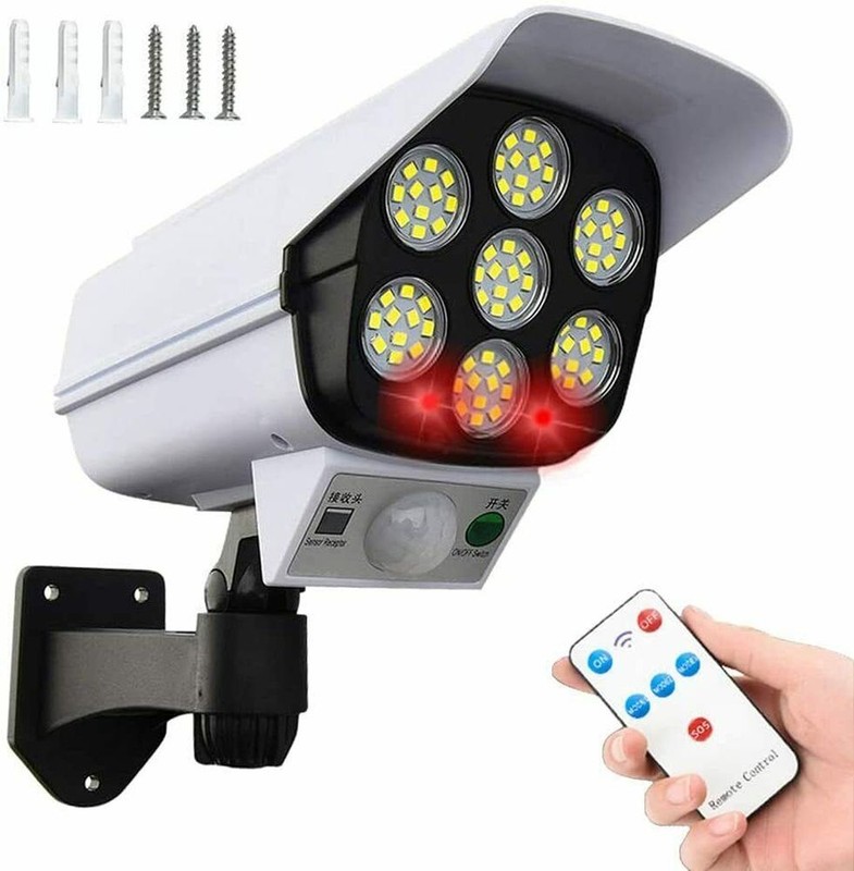 Solar Power Dummy Security Camera Fake Waterproof LED Light Surveillance Outdoor