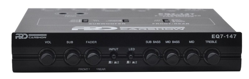 RDCARSHOW EQ7-147 IN-DASH 4-BAND EQUALIZER / CROSSOVER WITH BUILT-IN LINE DRIVE