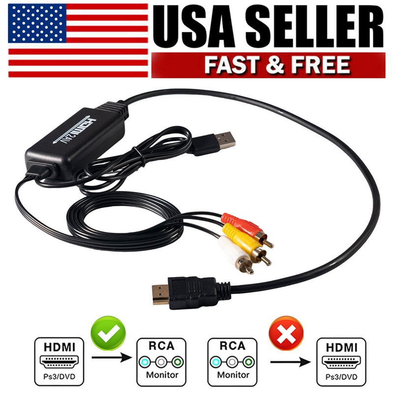 HDMI To RCA AV Converter Adapter 1080P CVBs 3RCA For Video Audio TV PC DVD