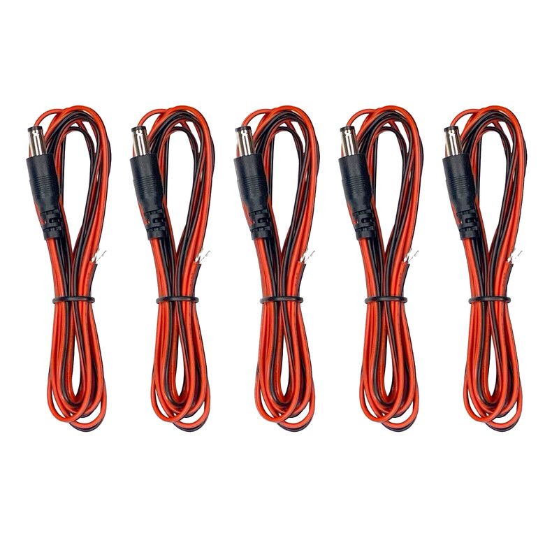 (100) Pack of 6ft. 2.1mm x 5.5mm DC Barrel Power Plug to Bare Open Ended Cables