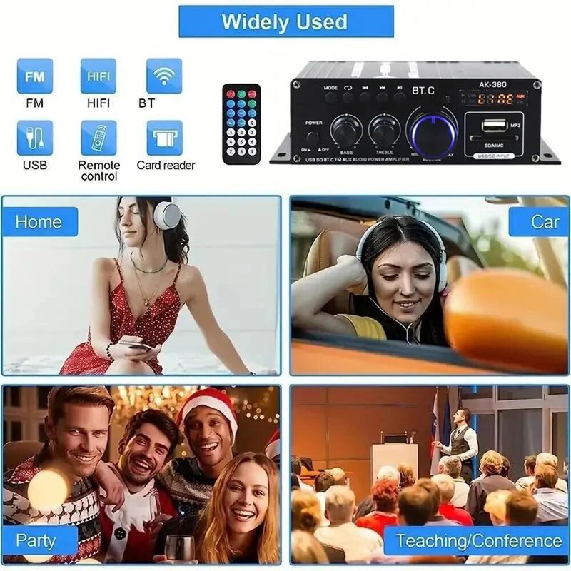 800W 2 Channel Bluetooth Mini HIFI Power Amplifier Audio Stereo Amp Home Car FM gallery