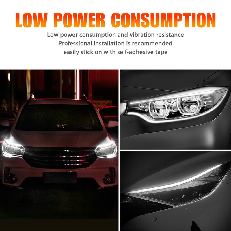 2X White 60cm Flexible Tube LED Strip Daytime Runnning DRL Light Headlight Lamp gallery