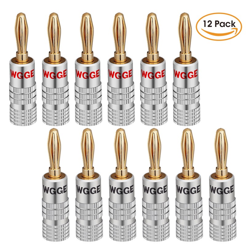 WGGE WG-009 Banana Plugs Audio Jack , 24k Gold Dual Screw Lock Speaker (6 Pairs)